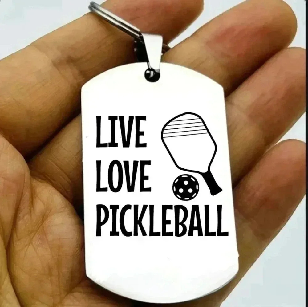 Pickleball Hot live love hot Stainless steel Keychain